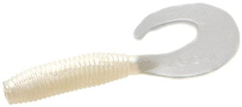 Zoom 011045 Fat A-Poundert Curly Tail Grub, 3-Inch, 10-Pack, White Pearl